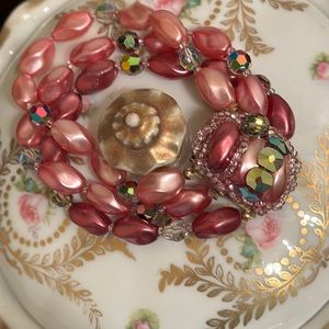 Sparkling Aurora Borealis crystal/glass beads vintage  bracelet-8”